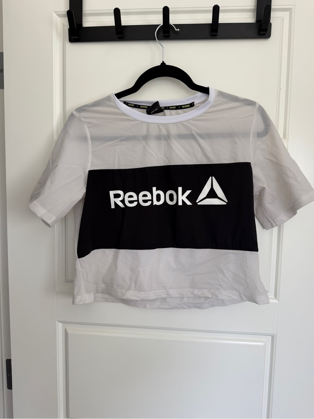 Reebok White Athletic Mesh Tee with Black